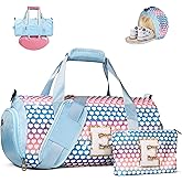 Vogewood 10 Year Old Girl Birthday Gifts, Girls Travel Duffel Bag, Kids Initial Overnight Bags with Shoe Compartment, Personalized Duffle Bag with Makeup Pouch, Gift for Grandkids Sister (Letter E)