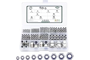 JMINRUN Metric Nylon Insert Lock Nut Assortment Kit, 530PCS Stainless Steel Standard Thread Nylock Nuts Set for Bolt M2-M12