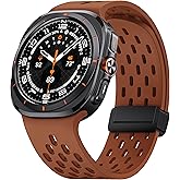 ANCOOL Compatible with Samsung Galaxy Watch Ultra Band 47mm, Silicone Magnetic Breathable Band for Samsung Galaxy Watch Ultra Bands Men Women, Brown