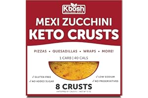 Kbosh Keto Crusts - The #1 Mexi Zucchini Keto Pizza Crust - Only 1 Carb & 40 Cals per serving - Delicious, Sugar-Free, Low Carb Crusts for Keto-Friendly Recipes - 4 EZ Store Packs - 8 Crusts