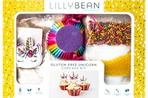 LILLYBEAN BY PASTRYBASE Gluten-Free Unicorn Cupcake Baking Kit. Vegan, Gluten Free, Top 9 Allergen Free, Woman Owned.