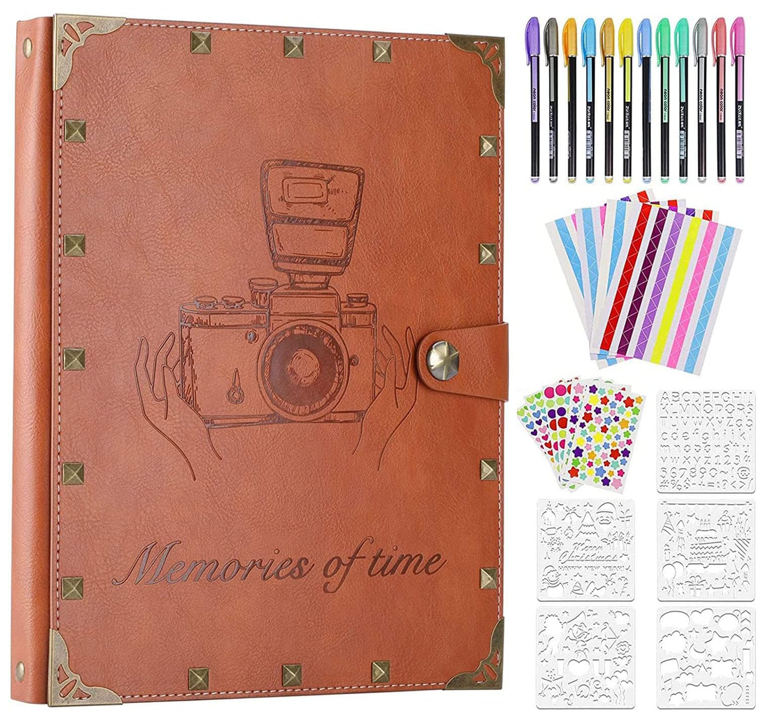 ZEEYUAN Photo Album Scrapbook Rivets Vintage Leder DIY Memory Book with writing space as a Gift for Mother's Day, Christmas, Birthday for Lover Friends