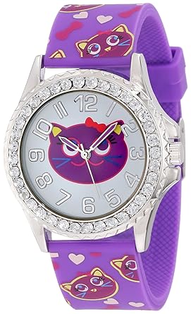 Frenzy Kids FR808B Cat Print Purple Analog Watch