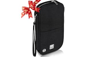 BOACAY Document Organizer with RFID, Family Passport Holder, Wallet for Women & Men, Waterproof Case with Wristlet, Travel Es