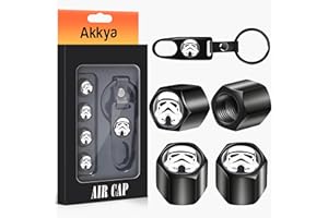 Akkya Tire Valve Stem Caps Cover for Car Bike Bicycle Motorcycles Tractors Mountain Bikes Trucks Cool Character Black Metal Chrome Tire Air Pressure Covers Wheel Accessories Parts