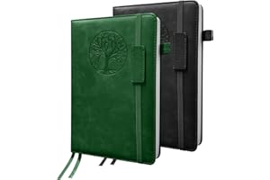 Notebook Journal 2 Pack, A5 Leather Notebooks for Work, School, 100GSM College Ruled Journals Lined Pages, VALIDASS 256 Pages