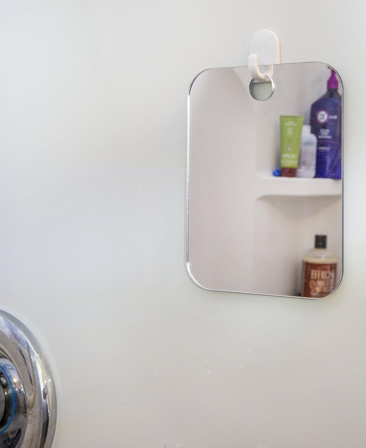 The Shave Well Company Deluxe Anti-Fog Shower Mirror | Fogless Bathroom Shaving Mirror | 33% Larger Than Original | Long-Lasting Removable Adhesive Hook : Beauty