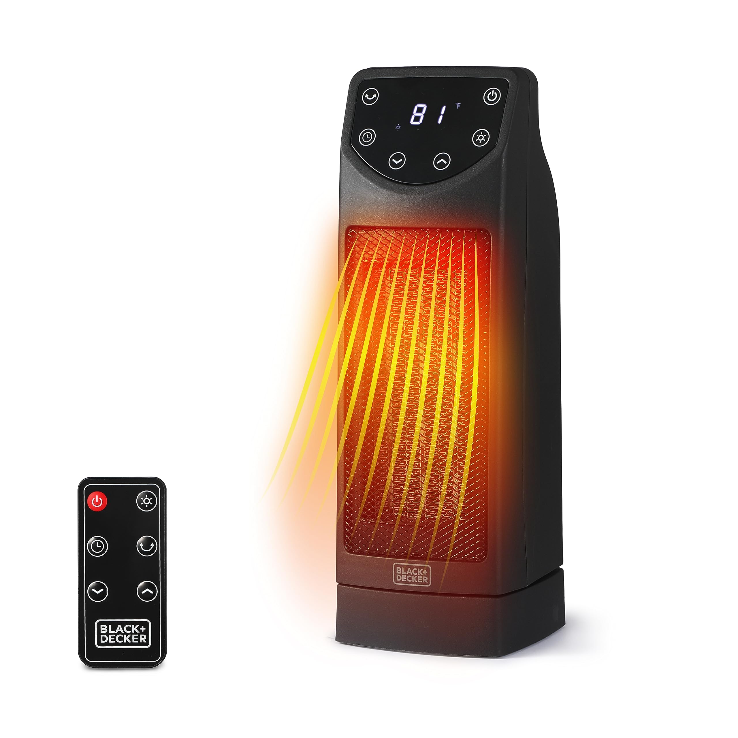 Photo 1 of BLACK+DECKER Oscillating Space Heater, Portable Heater with Remote Control, Ceramic Small Space Heater with Two Heat Settings & LED Display, Small Heater 1500W