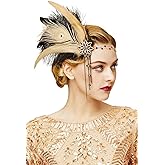 BABEYOND 1920s Women Feather Crystal Headband 20s Flapper Gatsby Headpiece