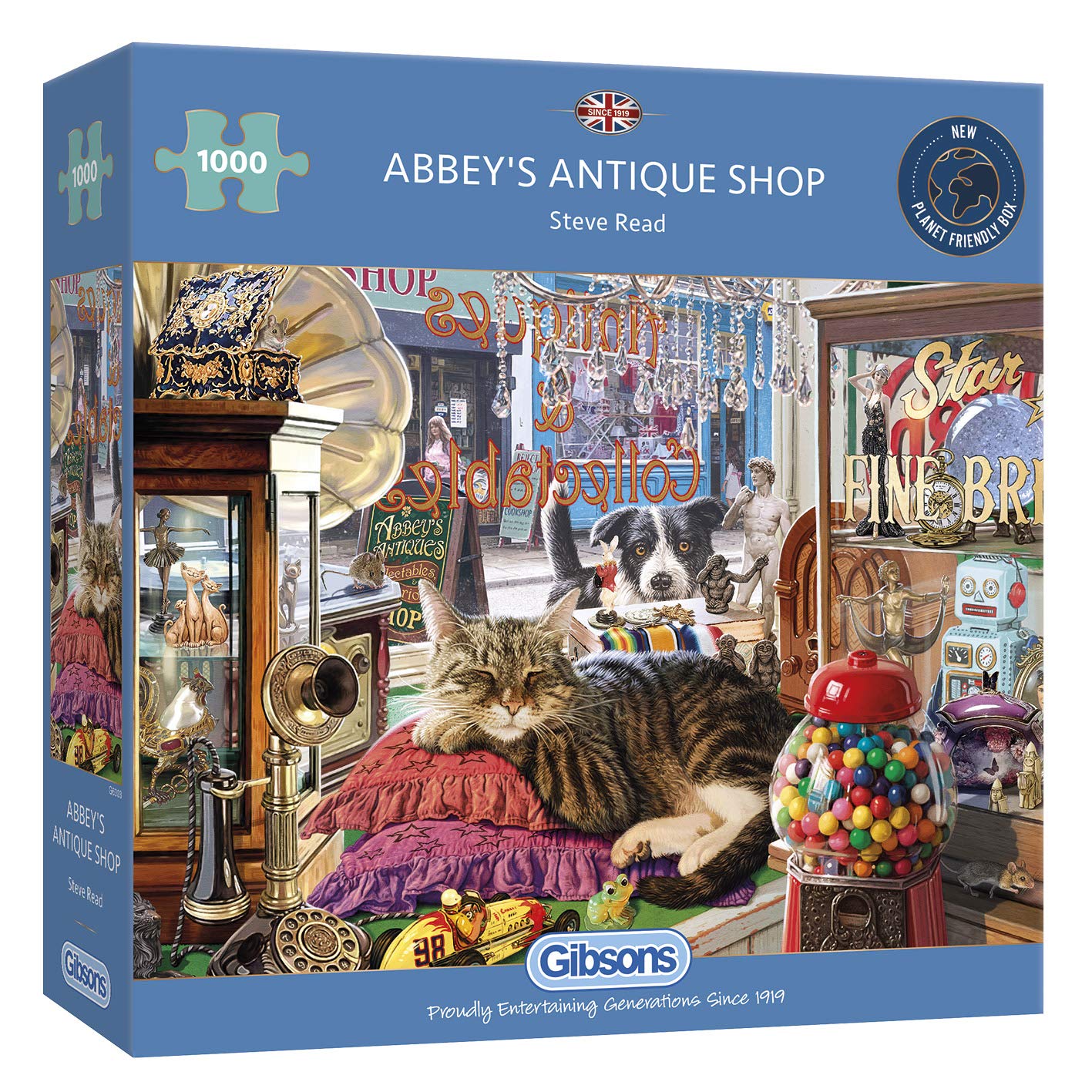 Abbey’s Antique Shop | 1000 Piece Jigsaw Puzzle | Nostalgic Vintage Cat Dog Puzzle | Sustainable Jigsaw Puzzle for Adults | Premium 100% Recycled Board | Great Gift for Adults | Gibsons Games