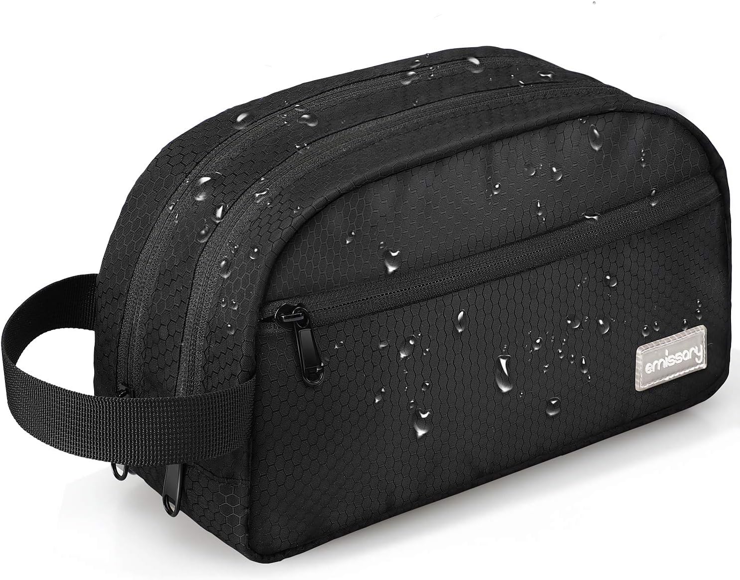 emissary Nylon Men's Toiletry Bag - Large Waterproof Shower Bag - Travel Toiletries Bag - Dopp Kitt for Men - Toiletry Bag for Men and Women - Shaving Bag for Men Travel (Black Water-Resistant)