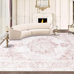 Area Rug 8x10 Vintage Rug: Large Washable Indoor