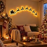 3D Light Up Wooden Reindeer Christmas Decor LED Wall Decorations (Reindeer) | Christmas Wall Decor with Remote, Handmade Real Wood LED Reindeer Christmas Wall Decor, for Living Room, Bedroom