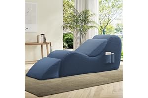 B.SAURASENG Yoga Chairs for Adults, Ergonomic Chaise Lounge Chair Indoor with Lumbar Pillow,Ottoman,Side Pockets,High Density Foam, Boneless Yoga Chair for Relaxation Exercise Stretching