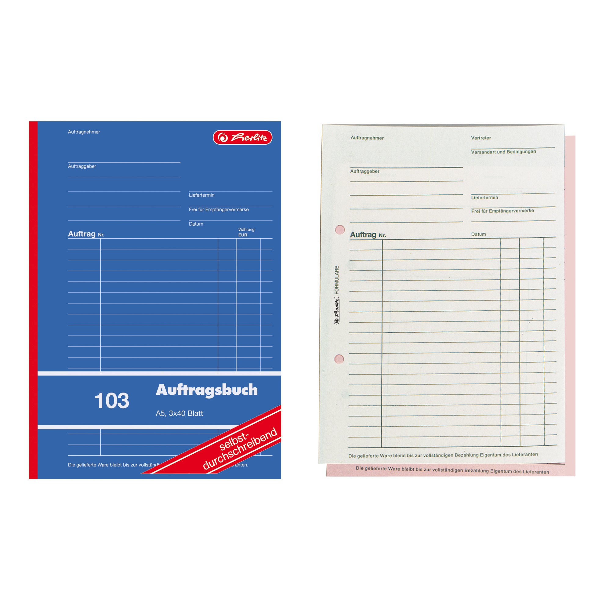 Herlitz 880534 Order Book A5 103 3 x 40 Sheets Self-Copying