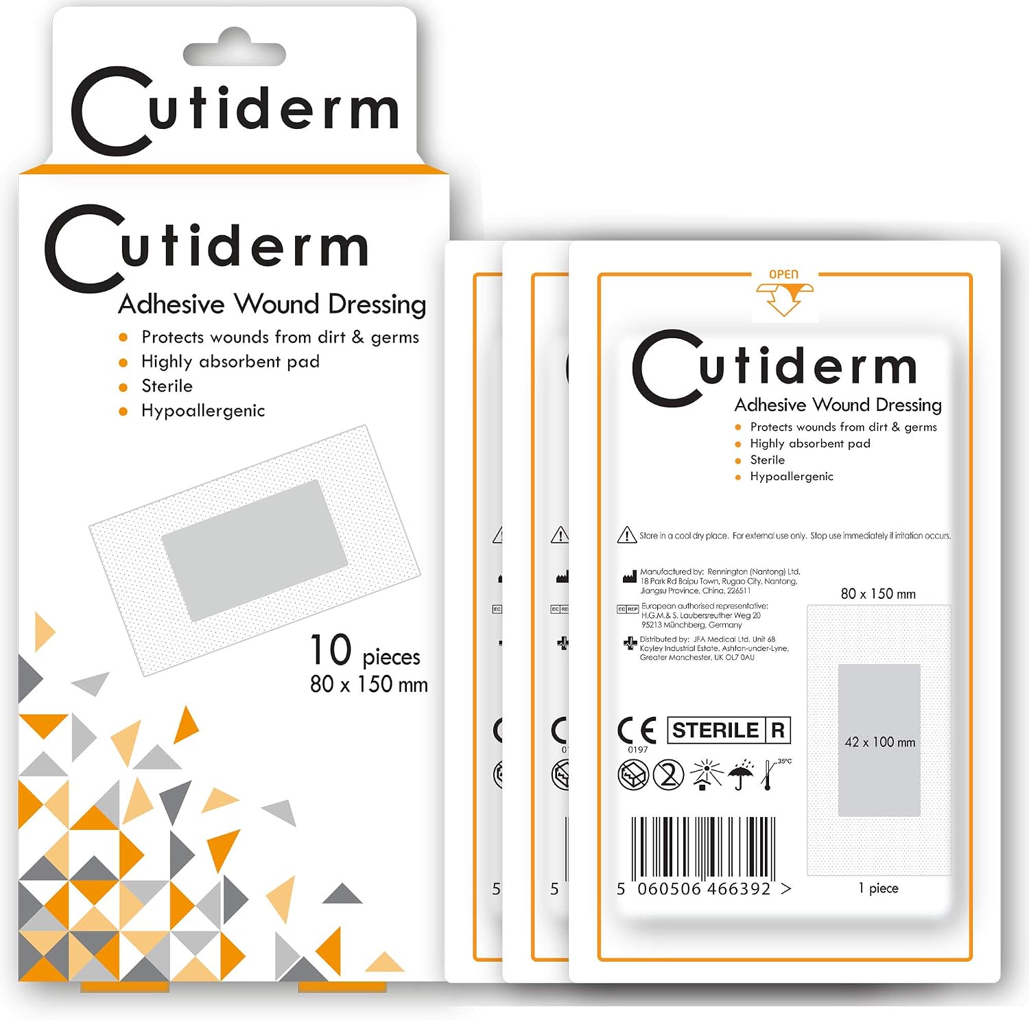 Cutiderm Adhesive Sterile Wound Dressings Pack of 10 (80mm x 150mm), 80 mm x 150 mm (Pack of 10) - Image 3