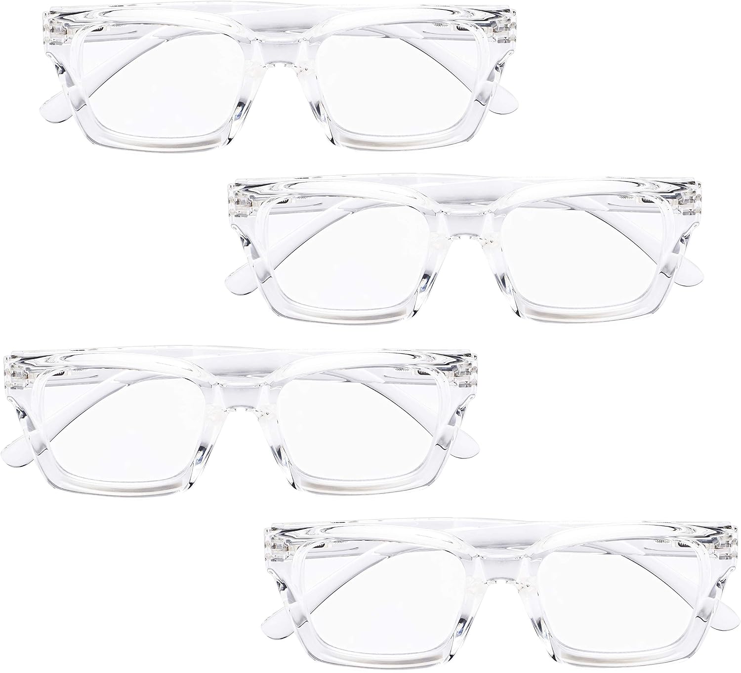 Eyekeeper 4 Pack Ladies Reading Glasses - Oversized Square Design Readers for Women,Transparent +3.00, 4pcs-transparent - Image 3