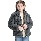 Giolshon Girls Faux Fur Fleece Jacket Sherpa Fuzzy Hoodie Winter Coat with Full Zip Fluffy Outerwear 2169