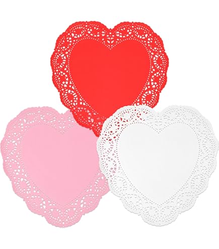 Songjum 200 Doilies De Papel En Forma De Corazón De San Valentín De 4 Pulgadas Con Encaje Para El Dia De San Valentin Manualidades Boda Cumpleanos