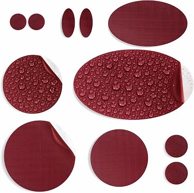 aZengear Self-Adhesive Repair Patches 11 Pcs Waterproof Nylon-Polyester Burgundy