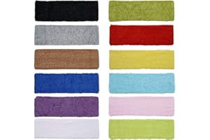 INNOLIFE 12 Pack Thin Mixed Colors Gym Workout Unisex Yoga Soft Cotton Stretchy Headbands Sweatbands Sports Indoor Outdoor Yoga Dance Exercise Fitness Headbands