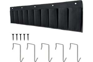 RVZONE RV Shoe Pockets 10 Pockets Heavy Hanging Bedside Storage Organizer with Sturdy Hooks Storage Pockets Hangs on Bed for Shoes Toys and Tool Accessories