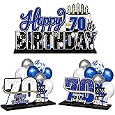 LINGTEER Happy 70th Birthday Blue Acrylic Table Topper Centerpieces Set - Cheers to Seventy Years Old Birthday 70th Bday Party Gift Decorations.