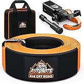 AUTOBOTS Tow Strap Heavy Duty 3" x 30 ft (35,000 lbs) with Shackle Hitch Receiver Hooks Winch Recovery Rope Towing Strap Offroad Recovery Kit for Jeep Truck Vehicle