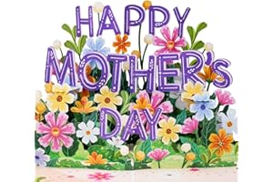 Paper Love Frndly 3D Happy Mothers Day Pop Up Card, Handcrafted - 100% Recycled and Eco-Friendly, 8" x 6" Cover - with Note Tag