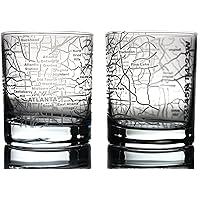 Greenline Goods Whiskey Glasses - 10 Oz Tumbler Gift Set for Atlanta lovers, Etched with Atlanta Map | Old Fashioned…