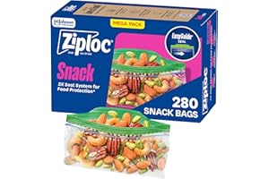 Ziploc Snack Bags, Easy Open and Close, Plastic Food Storage Bags, 280 Bags Total (Packaging May Vary)