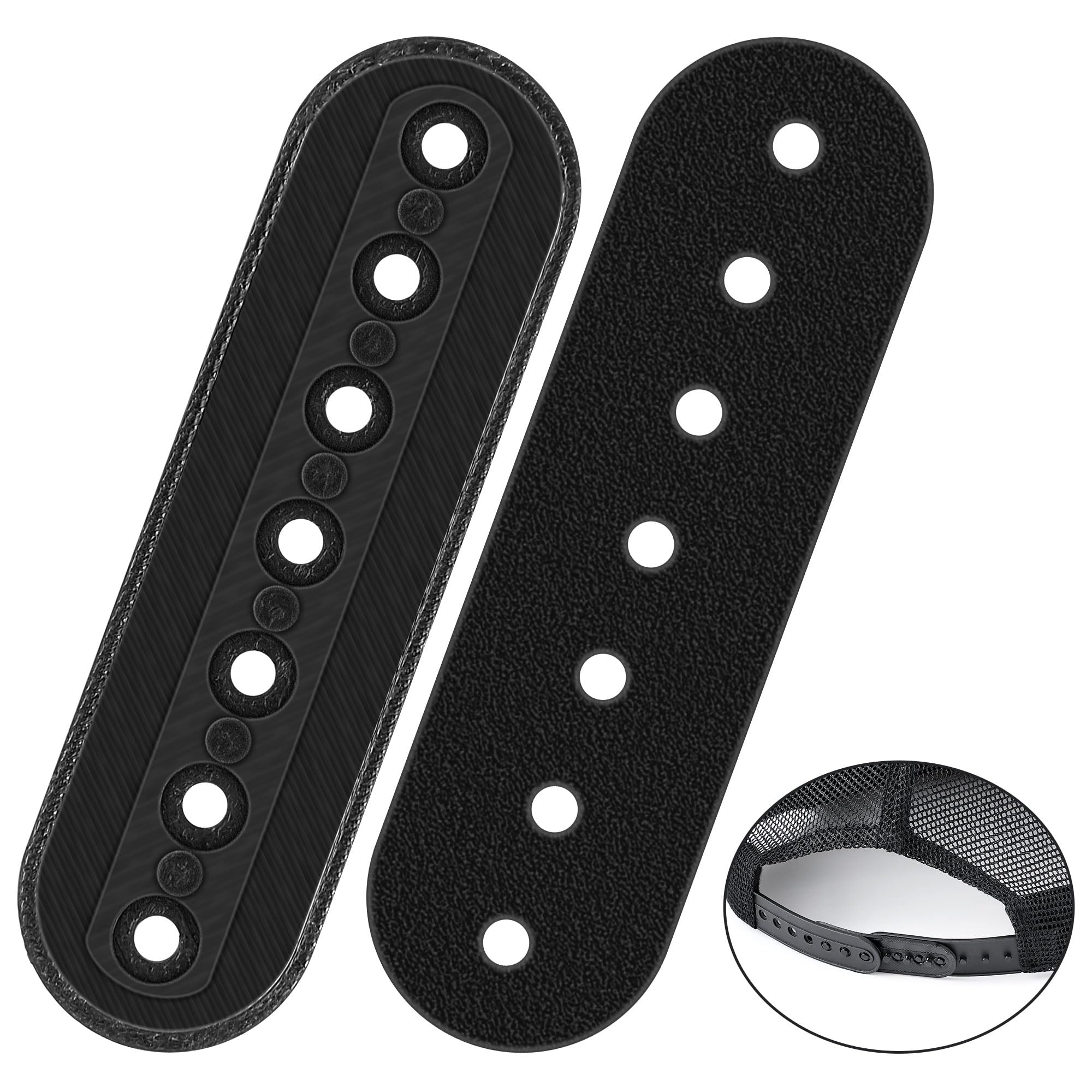 Photo 1 of Dunkive 2 Pack Hat Extender, Hat Size Extension Accessories, Made of 3D Printed, Holes Adjustable Cap Half Size Extender, Hats Snap Buckle Replacement for Caps Repairing, Black