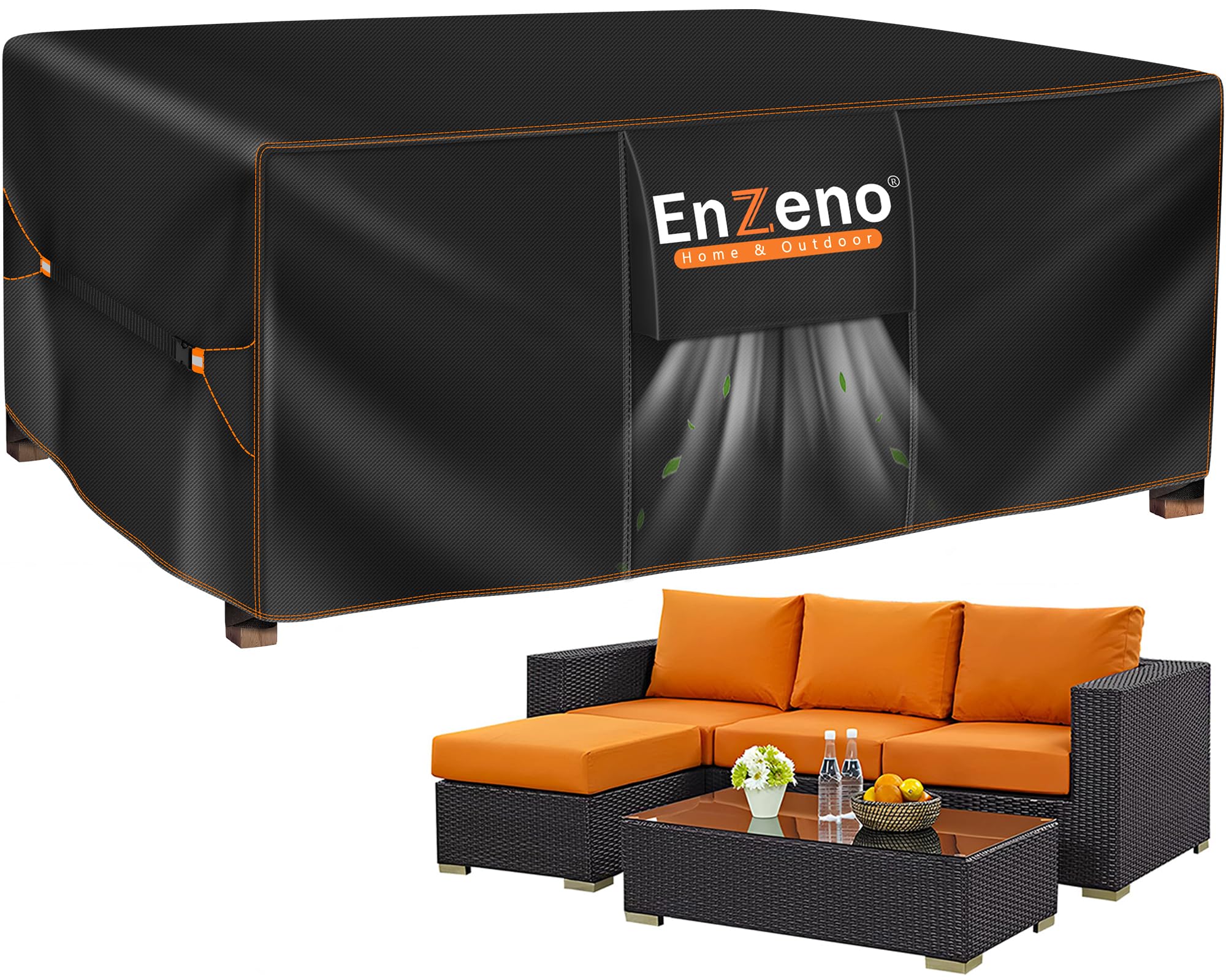 Enzeno Garden Furniture Cover,220X100X74cm Garden Table Cover Waterproof,420D Heavy Duty Oxford Polyester Outdoor Patio Covers Rectangular Windproof,Anti-UV for Chair and Table Patio Set Covers