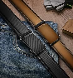 KEMISANT Men Belt 2 Pack, Leather Ratchet Belt Easy