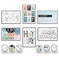 smart scribbles Happy Birthday Cards - 48 assortment Birthday Cards with Envelopes and Stickers - 4x6 Birthday Cards with Gol
