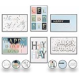smart scribbles Happy Birthday Cards - 48 assortment Birthday Cards with Envelopes and Stickers - 4x6 Birthday Cards with Gol