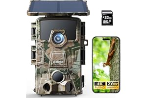 CEYOMUR 4K Solar Trail Camera, 60MP WiFi 6 Trail Camera with Night Vision 0.1s Trigger Motion Activated, Game Camera with 5200mAh Built-in Lithium Battery for Wildlife Observation with 32GB SD Card