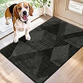COSY HOMEER Entryway Rugs Doormat 20"x32", Non-Slip Absorbent Polyester, Washable Rugs for Front Door, Dirty Paws & High Traffic Areas, Dark Gray