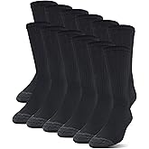 Gildan mens Polyester Half Cushion Crew Socks, 12-pairs