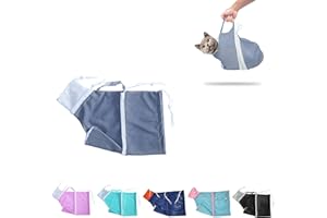 SHELDAMY Cat Bathing Bag, Grooming Net Bag Adjustable Breathable Anti-bite and Anti-Scratch Washing Mesh Bag for Shower, Nail Trimming, Injection