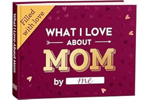 BRAVEBUG What I Love about Mom Book, Fill-in-the-Blank Book for Mom - Gifts for Mom from Daughter, Son - Birthday Gifts for Mom - Mom Christmas Gifts, Stocking Stuffer