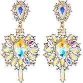 EVER FAITH Marquise Austrian Crystal Prom Dangle Earrings, Flower Teardrop Statement Chandelier Earrings for Bridesmaids