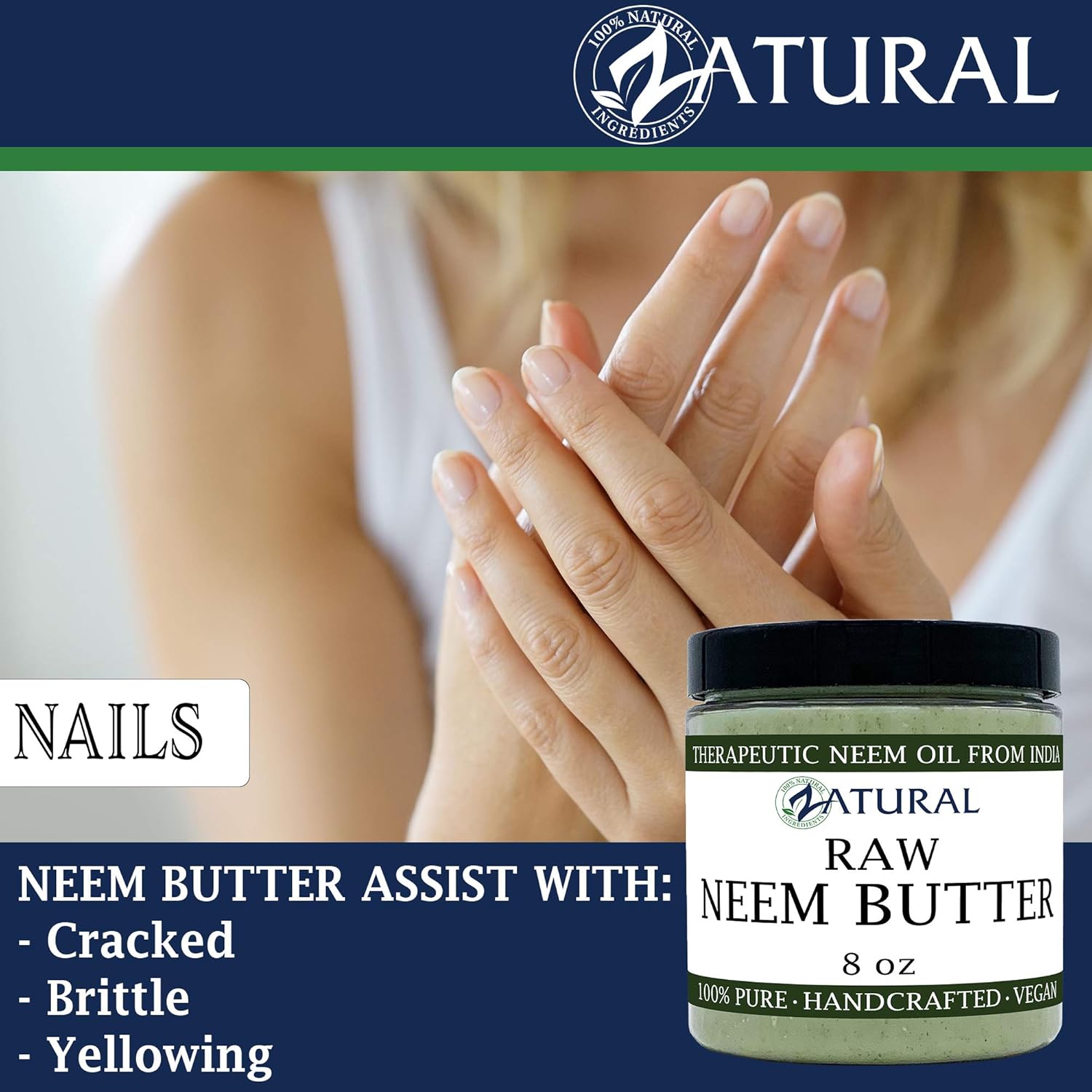 Organic Neem Butter-Coconut Oil, Neem Oil, Neem Leaf, Marula Oil, Kokum Butter, Rosemary (8 Ounce) : Beauty