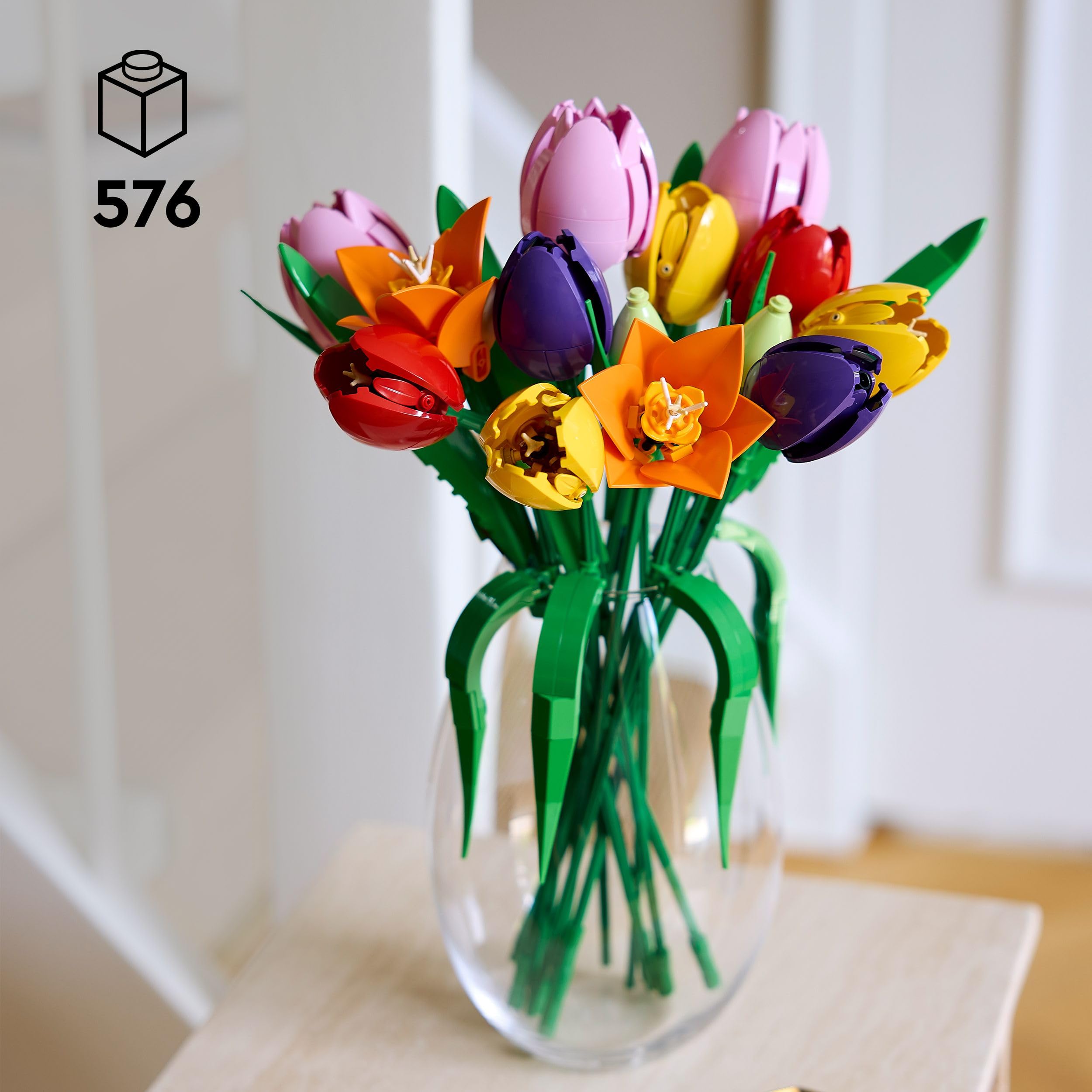 Lego Botanicals Tulpenstrauß - Set mit Kunstblumen für Erwachsene - mit 14 künstlichen Tulpen in 5 Farben als DIY Deko - Geschenkidee für Frauen - 11501 2