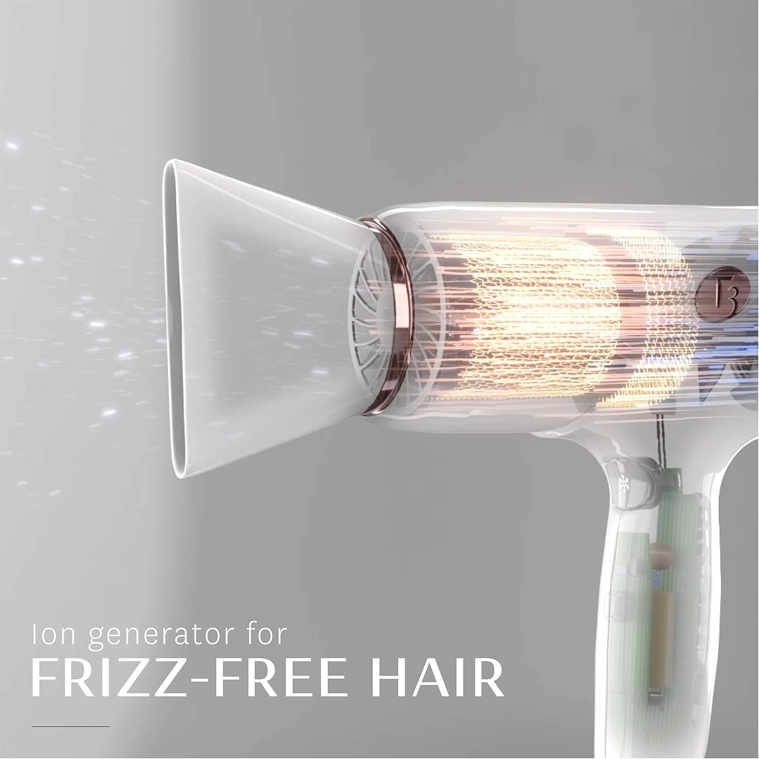T3 - CURA Hair Dryer | Digital Ionic Professional Blow Dryer | Fast Drying, Volumizing Wide Air Flow | Frizz Smoothing | Multiple Speed and Heat Settings | Cool Shot: Premium Beauty
