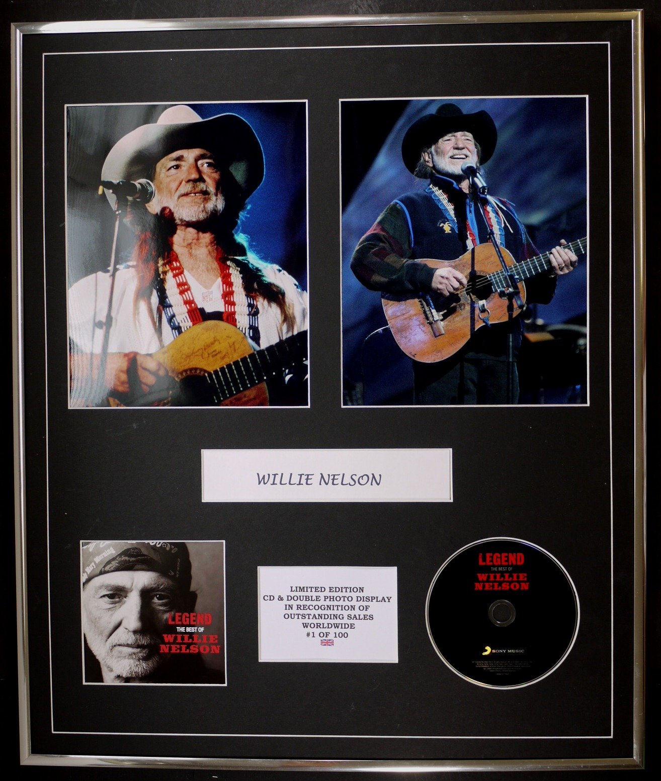 WILLIE NELSON/CD & DOUBLE PHOTO DISPLAY/LTD. EDITION/COA/LEGEND