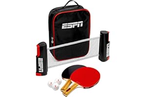 ESPN Ping Pong Set Includes 3 Ping Pong Balls, 2 Paddles, Portable Ping Pong Net and Travel Case, Table Tennis Ideal for Kids Games, Family Games, and Game Night