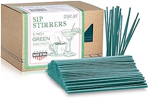 ESKAY PRODUCTS 1000 Plastic Coffee Stirrers, 5-Inch Cocktail Straws and Stir Sticks for Coffee Bar and Restaurants, Made in USA (Green)