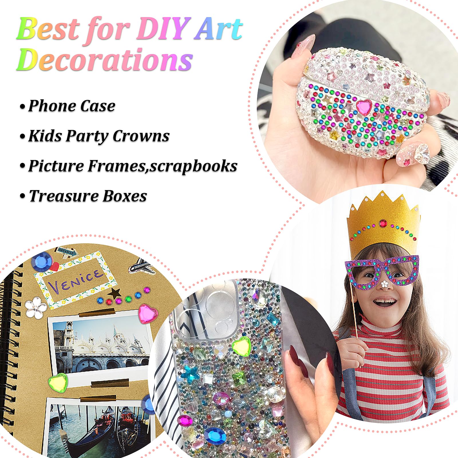 1782pcs Gems Stickers, Self Adhesive Gems for Crafts Bling Rhinestones, Assorted Shapes Jewels Stickers for Kids, Scrapbooking, Nail Art, Face Deco