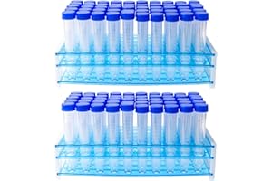 100 PCS 15ml Conical Centrifuge Tubes with 2 Test Tube Racks, Clear Plastic Test Tubes with Graduated Marks and Blue Screw Ca